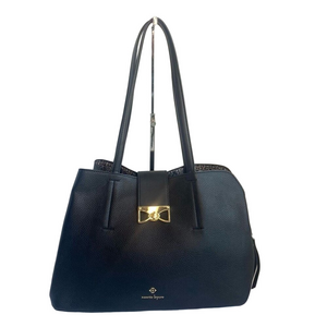 Nanette Lepore Black Pebbled Vegan Leather Tote Shoulder Bag Purse